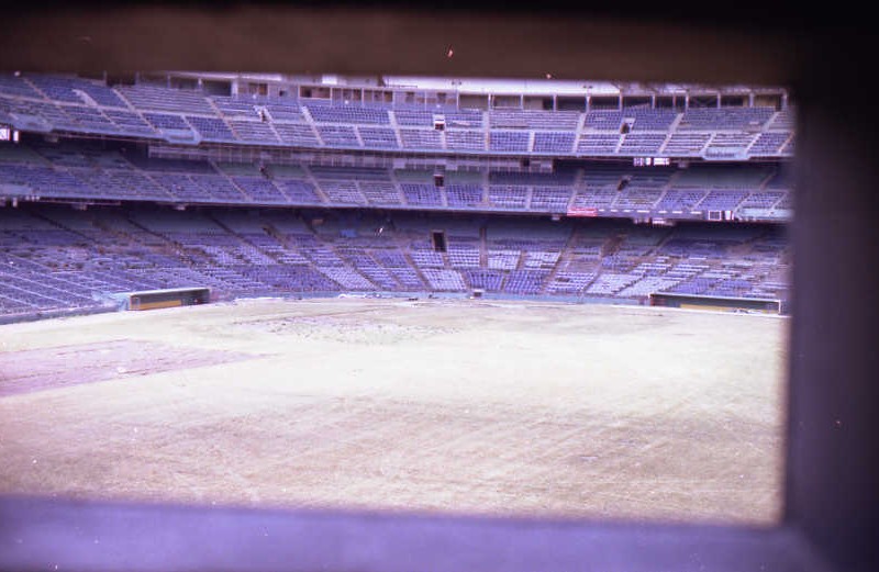 View from inside the scoreboard towards homeplate
