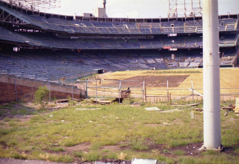 Former location of right field stands. You can also see both dugouts - Twins on the first base side