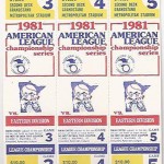 1981 Twins phantom ALCS tickets. Click on the tickets to see the full image.