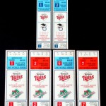 1987 Twins tickets for ALCS and World Series. Click on the tickets to see the full image.
