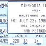 1988 Twins ticket. Click on the ticket to see the full image.