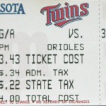 1994 Twins ticket. Click on the ticket to see the full image.