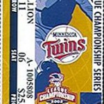 2002 Twins ALCS ticket. Click on the ticket to see the full image.