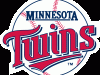 1987 - 2009 Primary logo - Twins in red with underscore highlighting win on a baseball.
